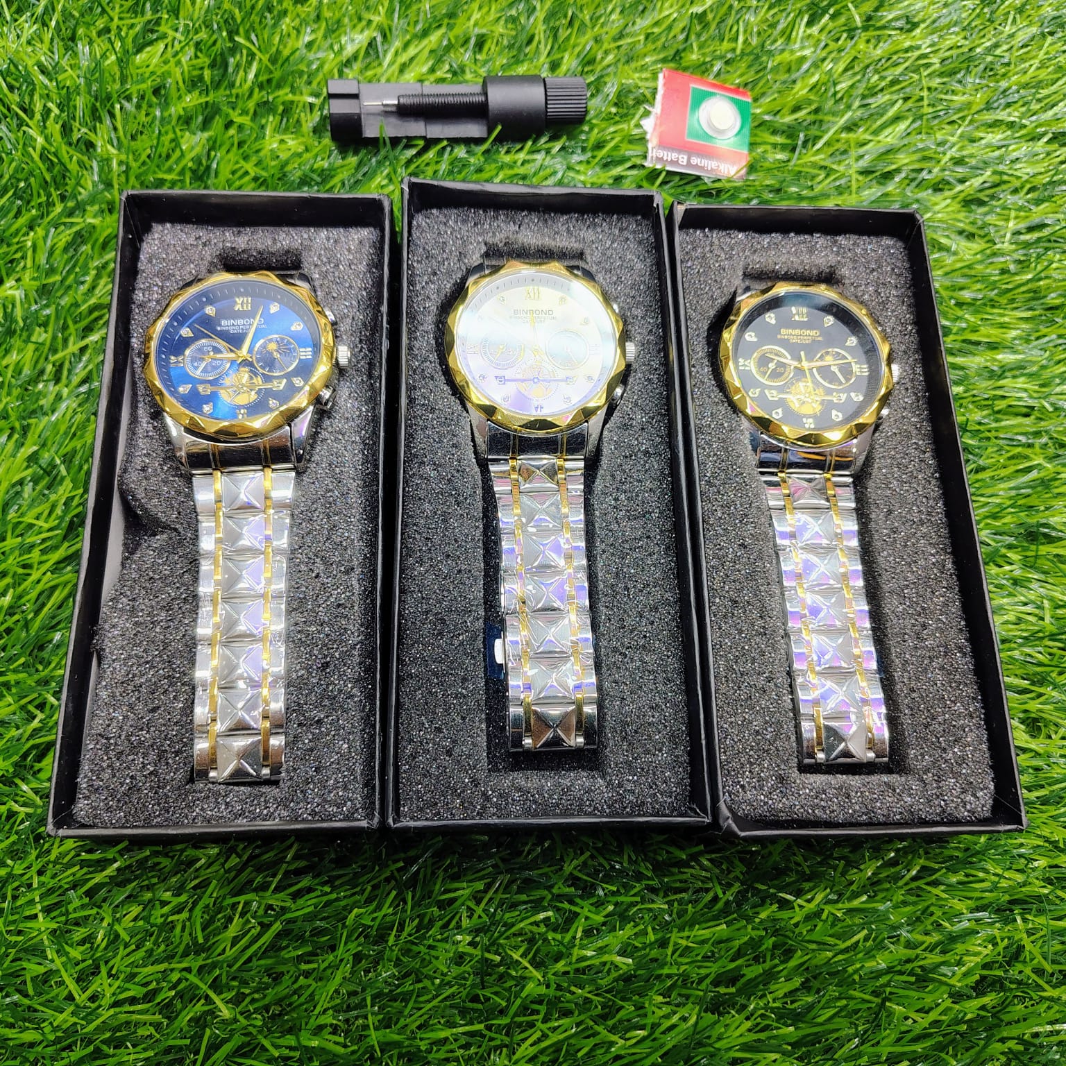 BINBOND B1236 Brand Fashion Tourbillon Dial Quartz Watches Men’s Luxury Stainless Steel + Free Chain cutter @ battery - MyStyleBD