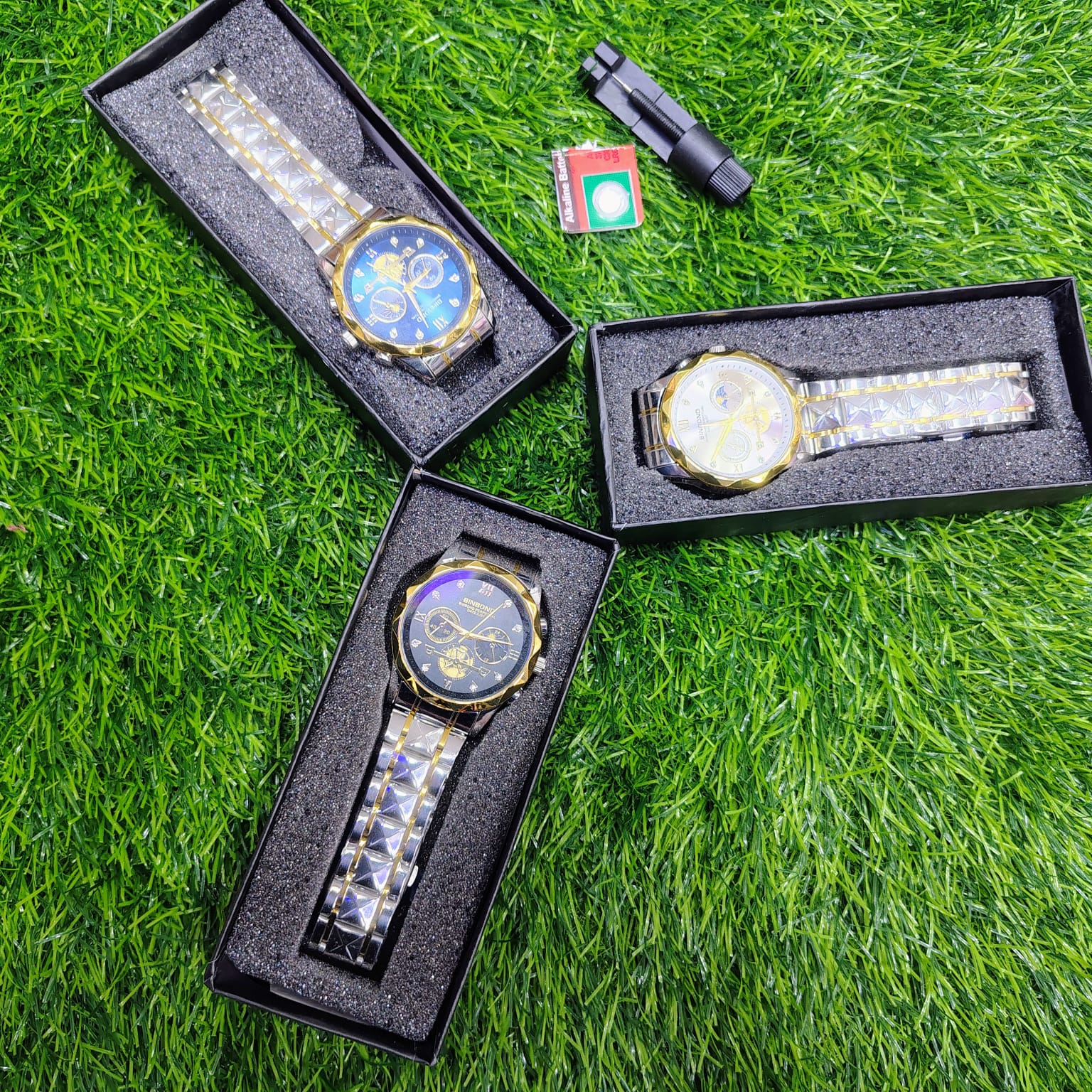 BINBOND B1236 Brand Fashion Tourbillon Dial Quartz Watches Men’s Luxury Stainless Steel + Free Chain cutter @ battery - MyStyleBD