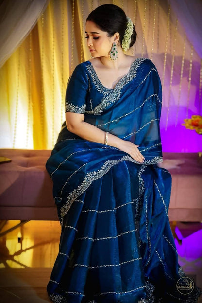 Georgette Embroidery Sharee with Blouse Piece - MyStyleBD