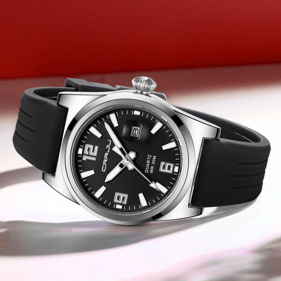 Jam Tangan Pria CRRJU 2025 Anti Air Kasual Olahraga Digital Jam Tangan Anak/Cowok Kalender Silikon Bercahaya - Hitam - MyStyleBD