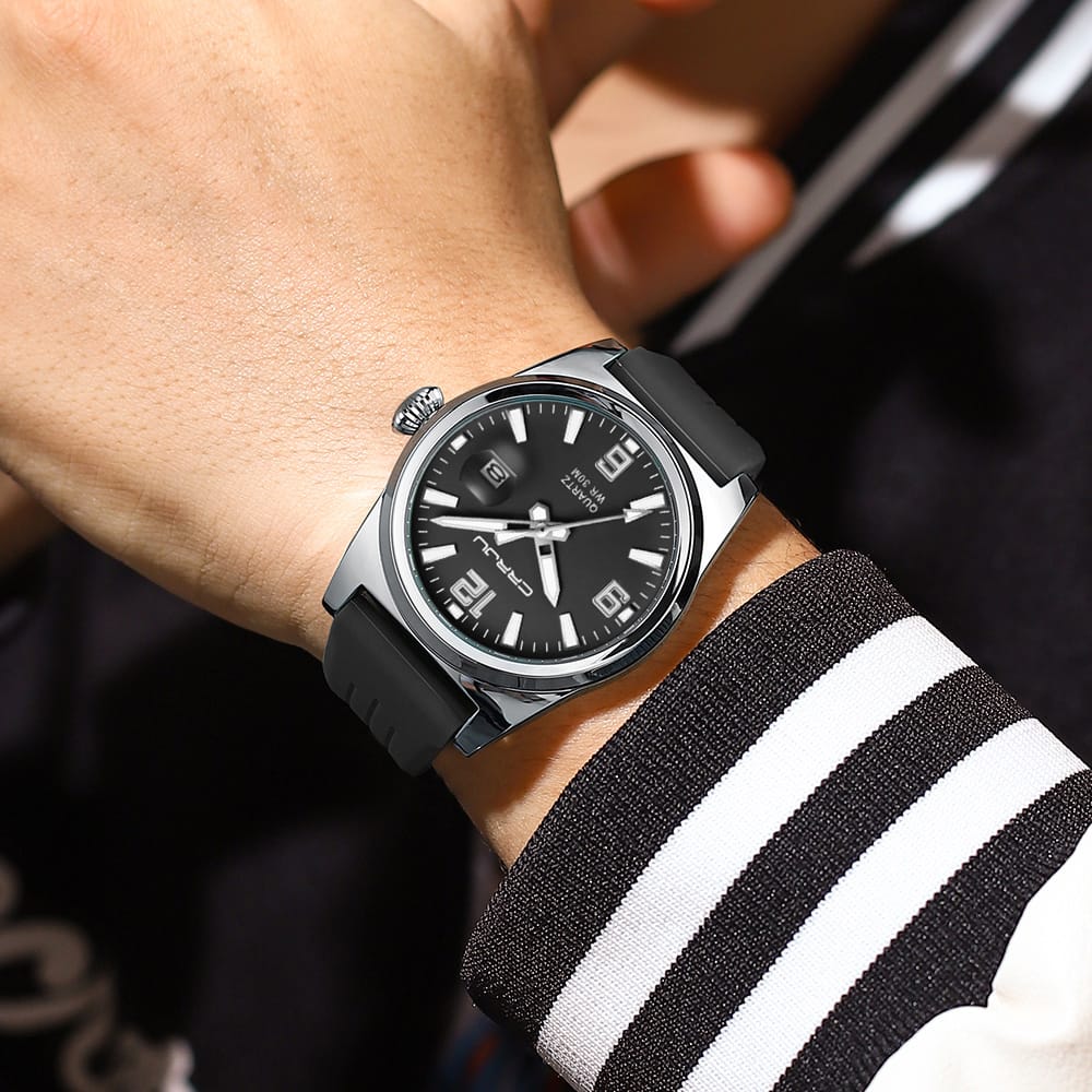 Jam Tangan Pria CRRJU 2025 Anti Air Kasual Olahraga Digital Jam Tangan Anak/Cowok Kalender Silikon Bercahaya - Hitam - MyStyleBD