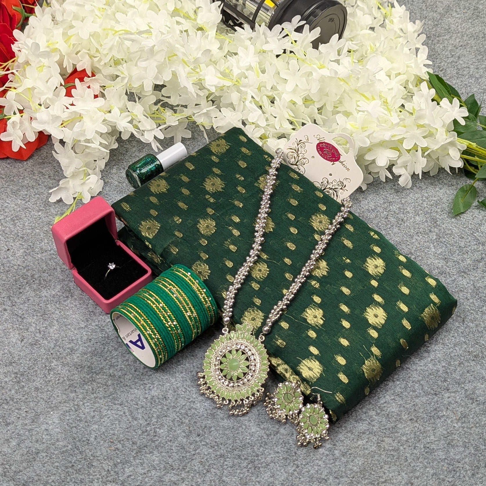 Premium Half Silk Jamdani Saree Combo Set - MyStyleBD