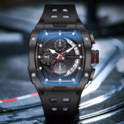 TISSELLY model 6623 - impermeável Tonneau Quartz Relogios para Homens, Tonneau Aço, Alta Qualidade, China Fábrica, Preço de Atacado - MyStyleBD